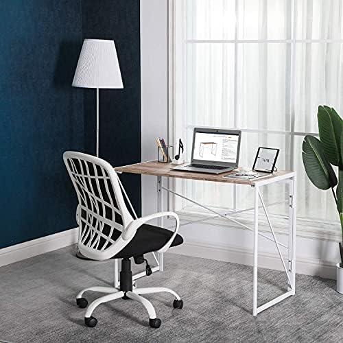 Coavas Folding Computer Desk Office Work Desk No-Assembly Student Study Foldable Laptop PC Gaming Desk for Small Spaces Home Bedroom Corner Wooden Kids Writing Desk Simple Style (100x50x75cm,Oak)