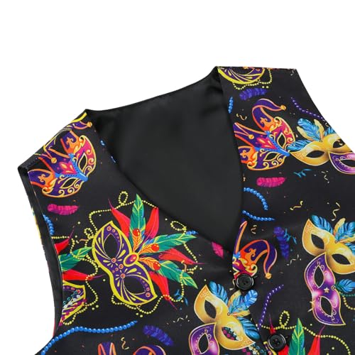 Image of GRAJTCIN Men's Festive Costume Adult Mardi Gras Vest 3D-Print St Patrick's Day Suit Independence Day Waistcoats