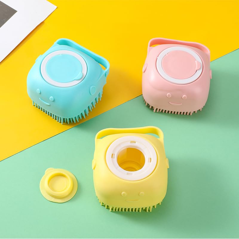 Image of Generic 2024 Pet Shower Brush Silicone Pet Bath Brush Shampoo Dispenser Bath Massage Cat Dog Bath Brush with Soap Dispenser (yellow)