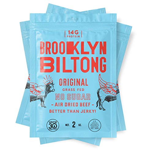 Brooklyn Biltong - Air Dried Grass Fed Beef Snack, South African Beef Jerky - Whole30 Approved, Paleo, Keto, Gluten Free, Sugar Free, Made in USA - 2 oz. Bags, 3 Count (Original)