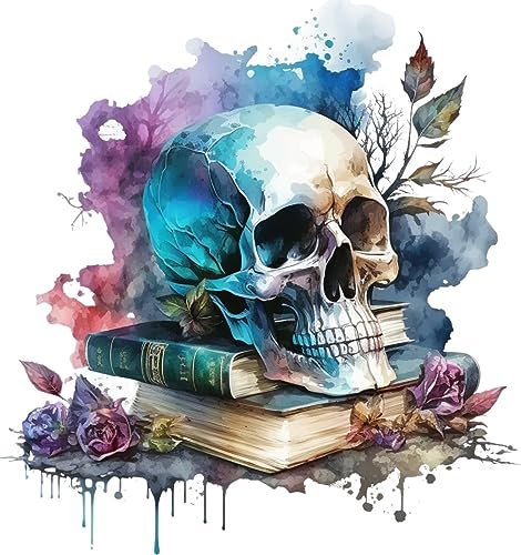 Image of Moohue Stamped Cross Stitch Kits for Adults Clearance Skull 14CT Pre Printed Cross Stitch Kits for Beginners (Skull 4)