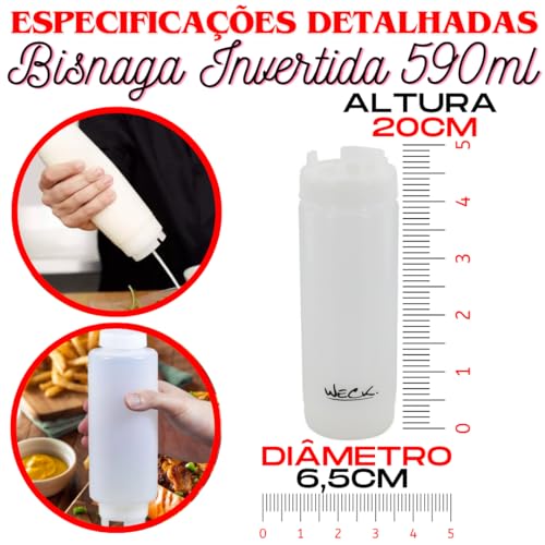 Bisnaga Invertida Profissional 590ml Delivery Hamburgueria Restaurante Foodtruck Molhos Caldas