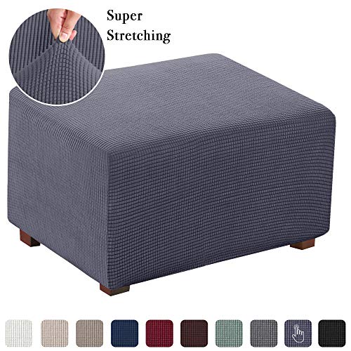 Soft Rectangle Ottoman Slipcover with Elastic Bottom Stretch Ottoman Cover Stool Furniture Protector