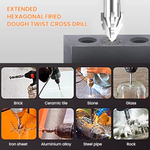 Image of Serplex 7Pcs Alloy Steel Carbide Drill Bits for Ceramic Tiles, Ceramic, Glass, Marble, Concrete, 3 /4 /5 /6 /8 /10 /12mm High Impact 4-Edge Sawtooth Hex Shank Hole Opener Power Drill Bit Set