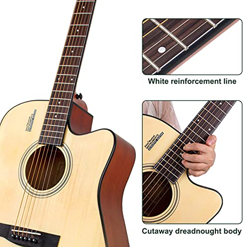 KEPOHK Guitare acoustique épicéa pleine taille 41 pouces pour étudiant et débutant avec sac de transport Tuner sangle… - Les Beatles, Paul McCartney, John Lennon, RIngo Starr, George Harrison KEPOHK Guitare acoustique épicéa pleine taille 41 pouces pour étudiant et débutant avec sac de transport Tuner sangle… – Image 4