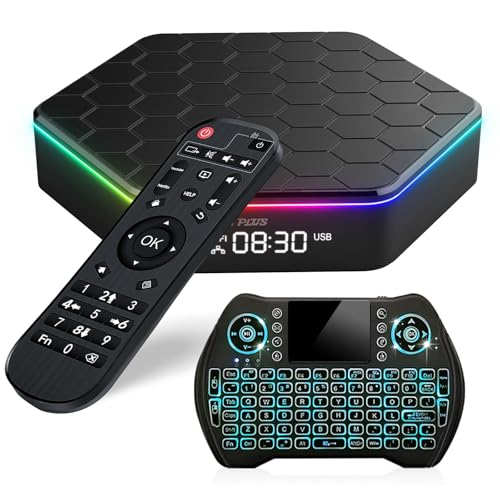 2026 Android TV Box 12.0 4GB RAM 64GB ROM 6K TV Box Android 4K Wi-Fi 6, H618 Chip Support Dual-WiFi 2.4G/5G Smart Box 3D HDR10+ Bluetooth 5.0 USB with Mini Wireless Keyboard