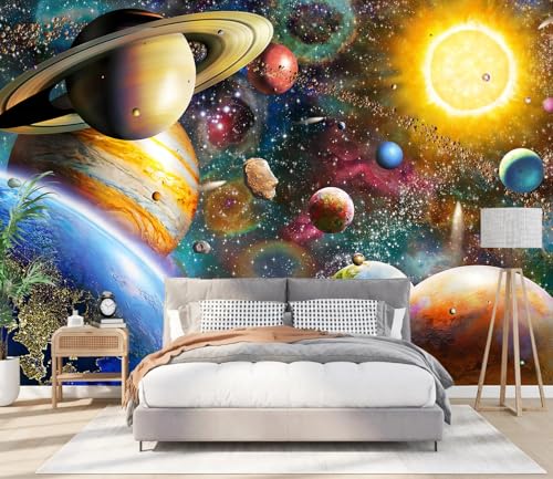PYFFYP- Color Planet Wallpaper Ceiling Wall murals for Kids Room(Not