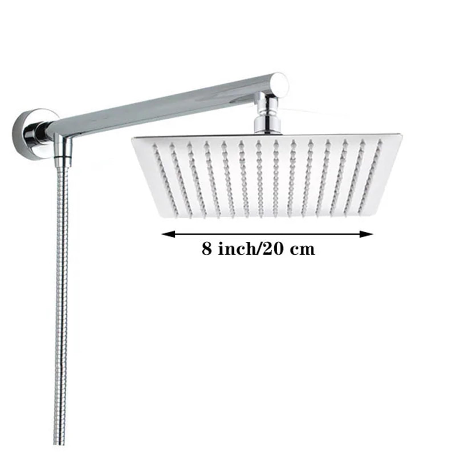 Kwadratowa głowica prysznicowa 20 cm mosiężne ramię prysznicowe 38 cm 150 cm wąż ze stali nierdzewnej montowana na ścianie głowica prysznicowa z opadami deszczu dla luksusowej łazienki