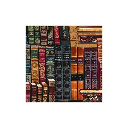 Timeless Treasures Library Books Multi Gold Metallic, 44-inch (112cm) Wide Cotton Fabric Yardage