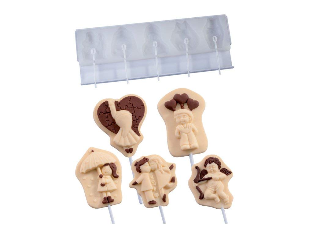 Martellato Valentine Moule à sucettes en Silicone, 395 x 143 mm, Blanc