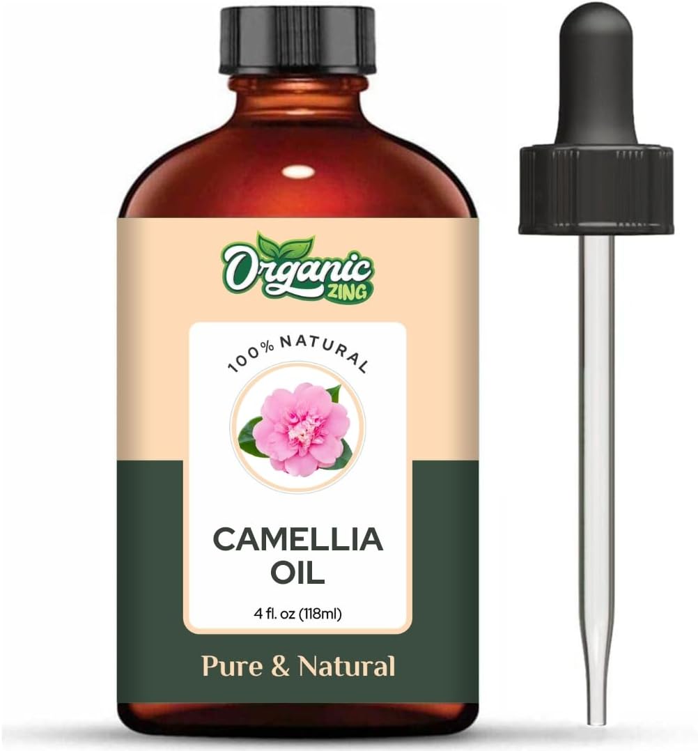 Organic Zing Camellia Oil Cosmetic Grade (118 ml / 3.99 fl oz) - Cold-Pressed Oil for Skincare, Haircare & DIY Cosmetic Formulations