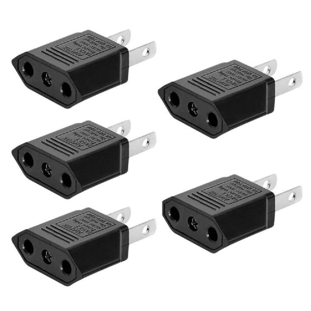 Toptekits (5 Pack) Travel Charger European Plug Adapter EU to US Plug Power Converter,Socket Plug Adapter Europe EU Euro to US Travel Charger AC Power