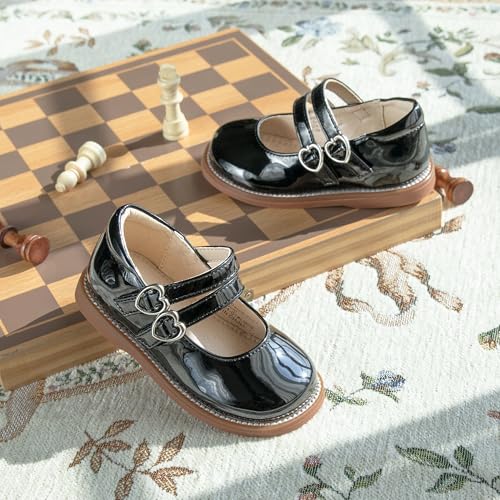 Image of GINFIVE Toddler Girls Dress Shoes Little Kids Flats School Mary Janes Shoes