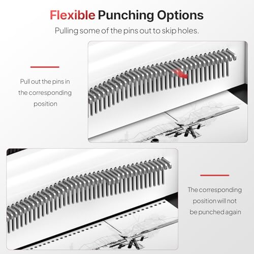 Spiral Coil Binding Machine: Homeschool Manual 46 Hole Puncher Spiral Binder with Electric Coil Inserter, Professional & Customizable Binding for Book Press, Paper, Binder Book, Notebook, White