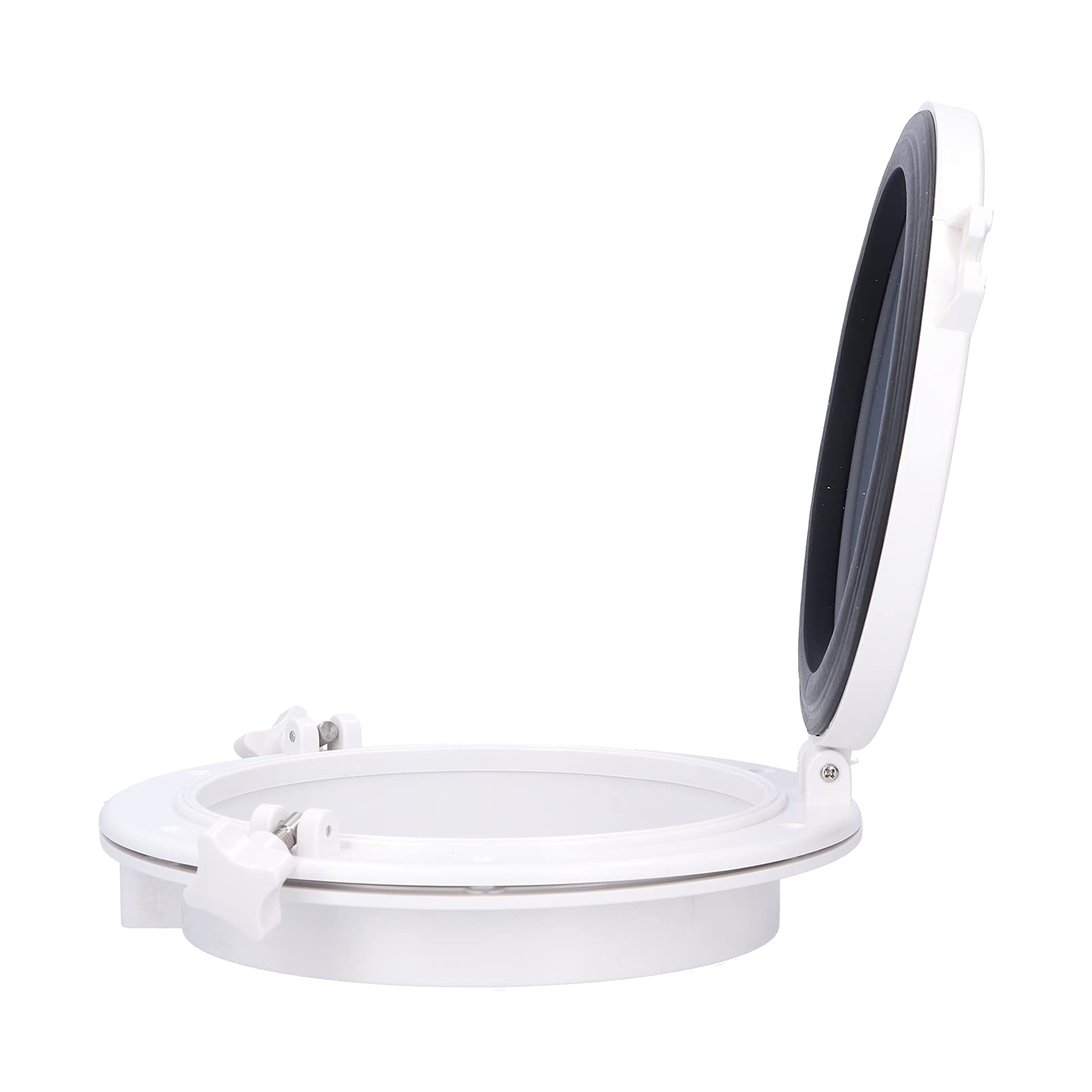 Tissting Hublot Porte Interieure de 264mm, Accessoire de Remplacement de Fenêtre de Ouverture de Hublot en Verre Trempé Blanc de Hublot Rond pour Le Yacht de Bateau Marin RV