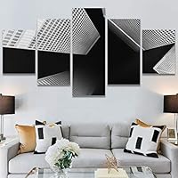 SIGNWIN 5 Panel Canvas Wall Art Modern Art Architecture & Maps Building Contemporary Expressive Multicolor Photography for Home Decorations Ready to Hang - 60