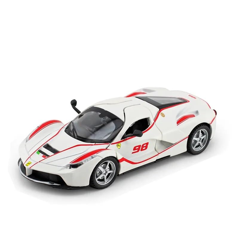 Image of 1:32 Ferrari FXX K Toy Car Diecast Metal Pull Back Car - 4 Openable Doors with Sound & Light | Perfect Toy & Gift for Kids 【White】