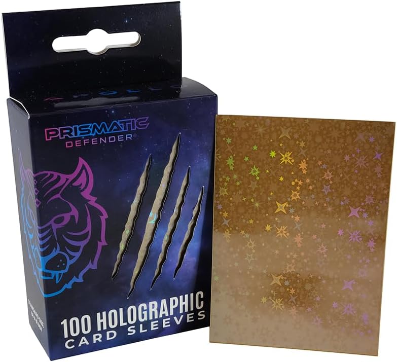 PRISMATIC DEFENDER® Starfield/Nebula Holographic Card Sleeves – 100 Pack Standard Size Foil Sleeves for TCG & Trading Cards – Compatible with Magic The Gathering (MTG), Lorcana, Digimon