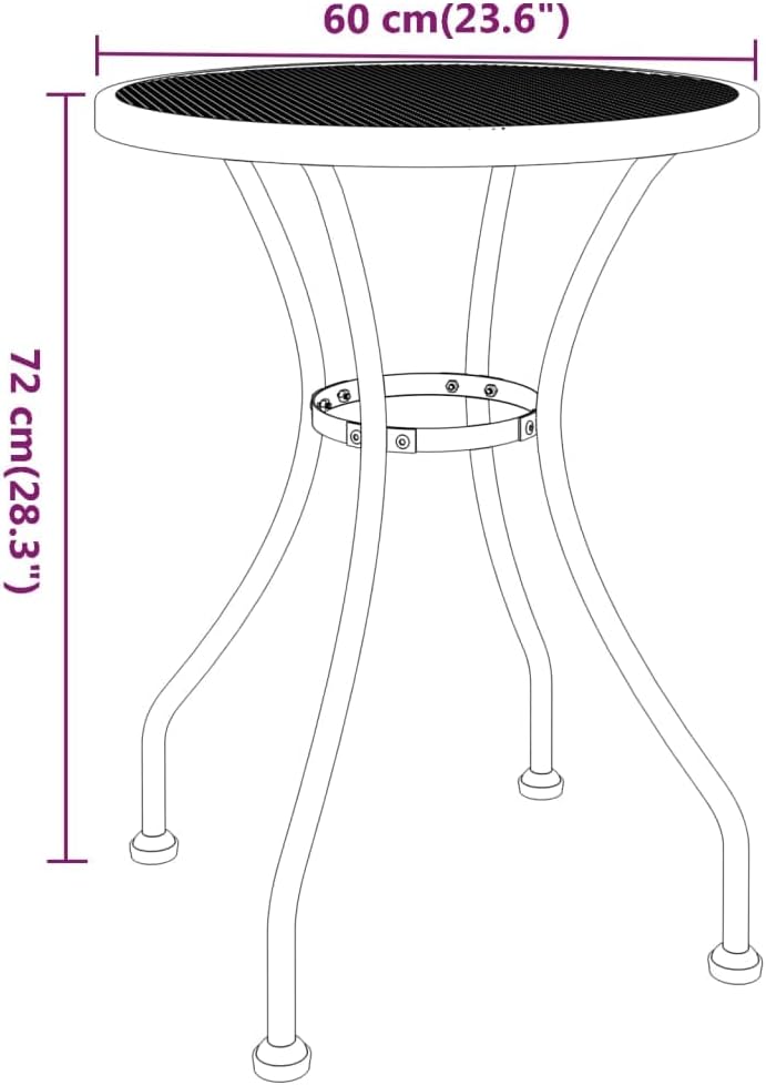 Patio Table,Leisure Table,Reading Table,Dining Tables,Snack Tables,Display Tables,Party Tables,Garden Tables,Game Tables,for Camping,Picnic,Party,Lawn, Ø31.5"x28.3" Expanded Metal Mesh Anthracite
