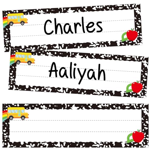 Image of Composition Notebook Nameplates for Classroom, 48 Pack Student Desk Name Tags Name Plates for Classroom Cubby Labels