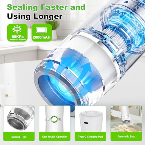 Image of Vacuum Sealer for Food (Compact Vacuum Sealer Machine + 40 Reusable Vacuum Bags), Handheld Vacuum Food saver for 10X Preservation & Fresh, Powerful 80Kpa Portable Vacuum Sealer