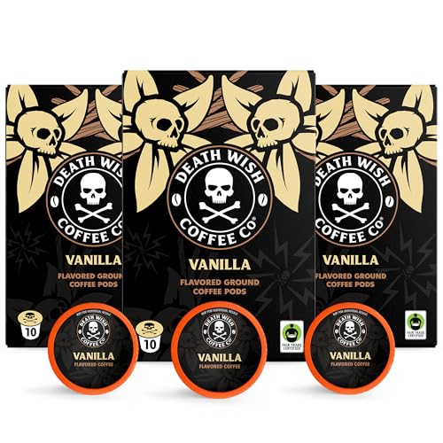 Death Wish Coffee Vanilla Single Serve Coffee Pods, Fair Trade, 30 Count
