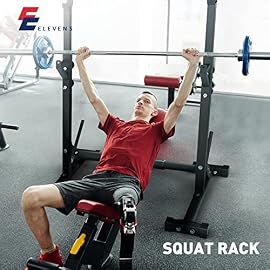 Elevens Squat Rack Stand Adjustable Bench Press Rack Barbell Rack Stand Multi-Function Weight Lifting Rack for Home Gym Strength Training