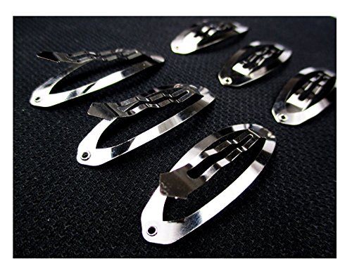 All In One 50Pcs Metal Silver Oval Shape Snap Hair Clips/Barrettes For Diy 50Mm #TOP2