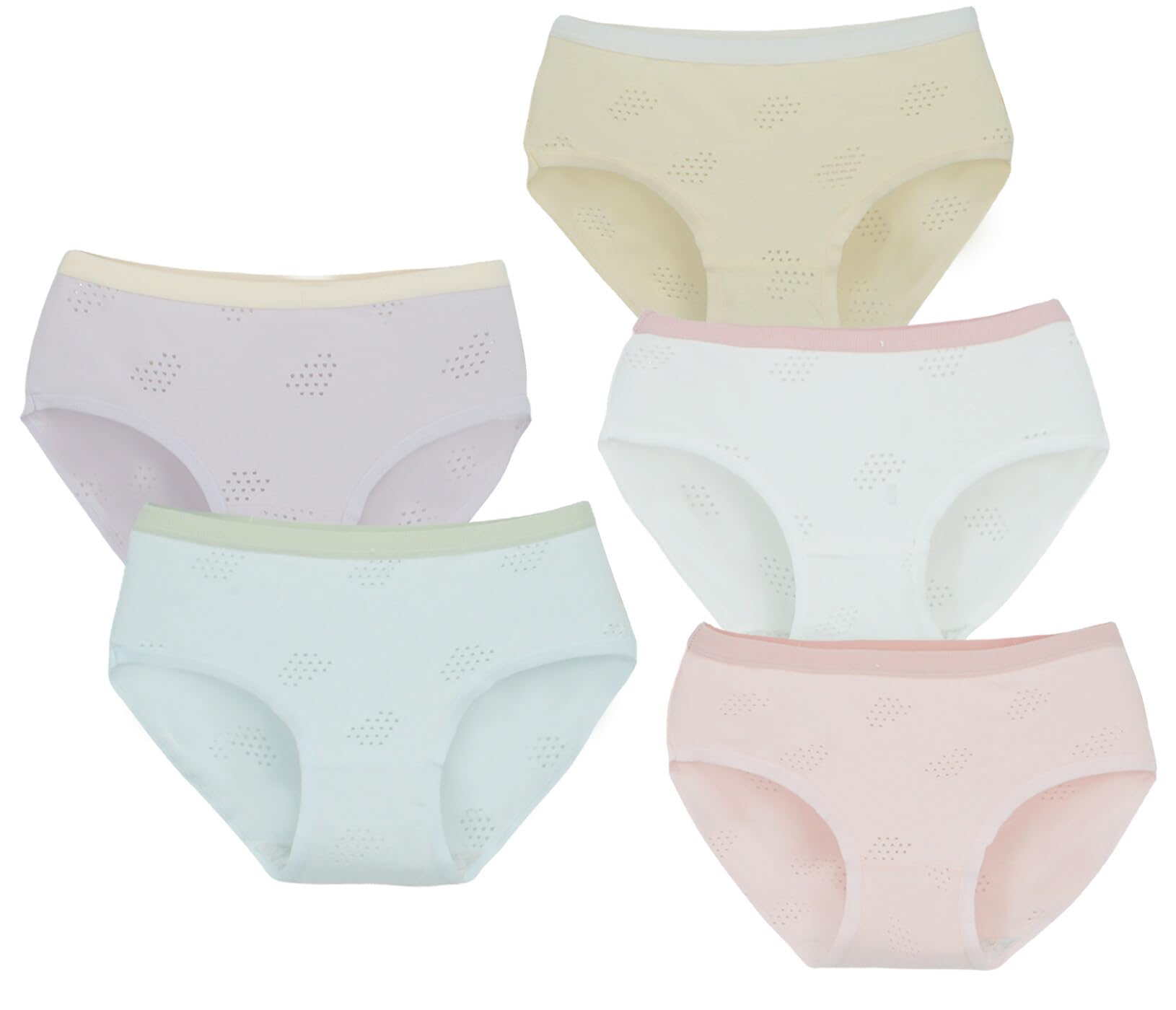 SEAUR5 Pack Teen Girls Seamless Cotton Hipster Light Solid Color Mid Waist Skinny Underpants Elastic Lightweight Briefs
