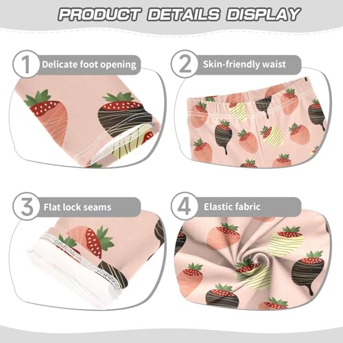 Chocolate Covered Strawberry Girls Leggings,Workout Leggings for Girls Toddler Athletic Leggings Size for 3-10T3