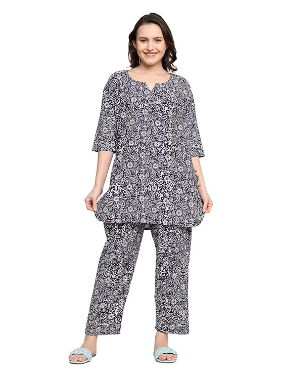 Cotton Printed Co-Ord Set for Women - Nightwear Pajama Set with Pockets | Soft & Breathable Two-Piece Outfit for Sleep & Lounge-image-32