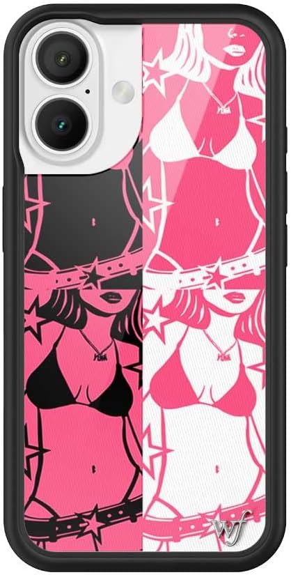 Wildflower Cases - Tara Yummy Collab, Compatible with Apple iPhone 16 | Pink Black Star Aesthetic Cute Trendy - Protective Black Bumper, 4ft Drop Test Certified, Women Owned Small Business