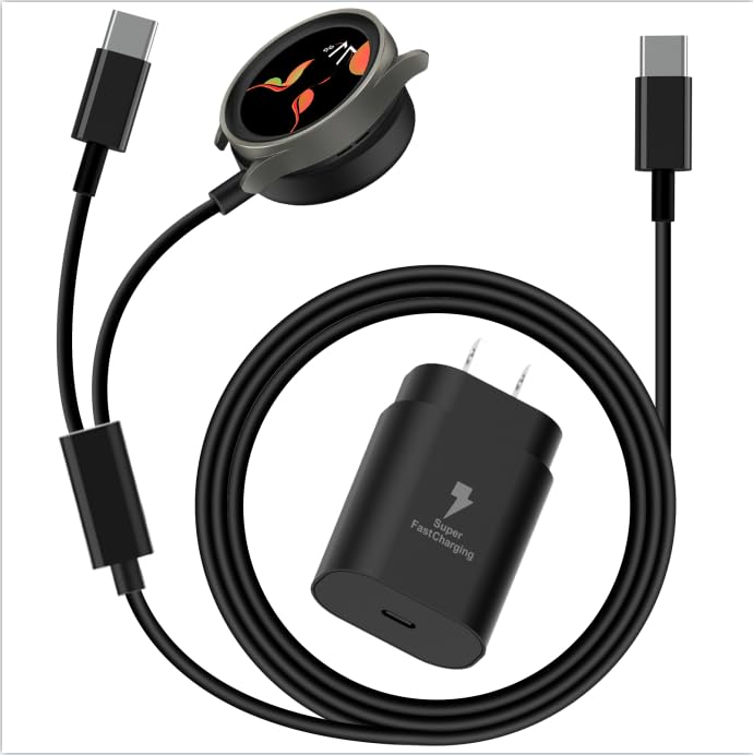 DuoCaiBao Galaxy Watch Charger Compatible Galaxy Watch 8/7/6/6 Classic/5 Pro/5/4 Classic/3 Active2/1, 2-in-1 USB C Fast Charging Cable, 25W Super Fast