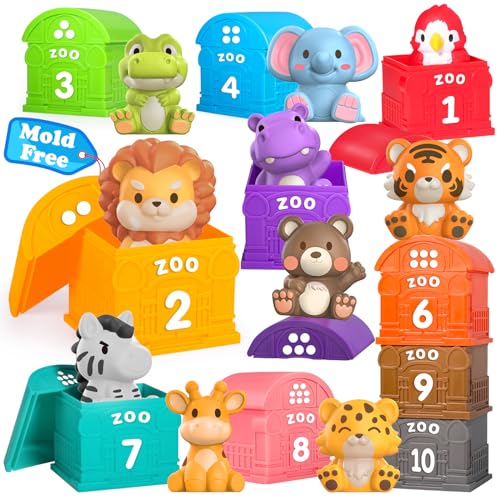 Image of Montessori Learning Toys for 1,2,3 Year Old Toddlers, 20Pcs Animal Preschool Sensory Toys for Counting, Matching, Sorting & Fine Motor Games, Christmas Birthday Easter Gift for Baby Boys & Girls