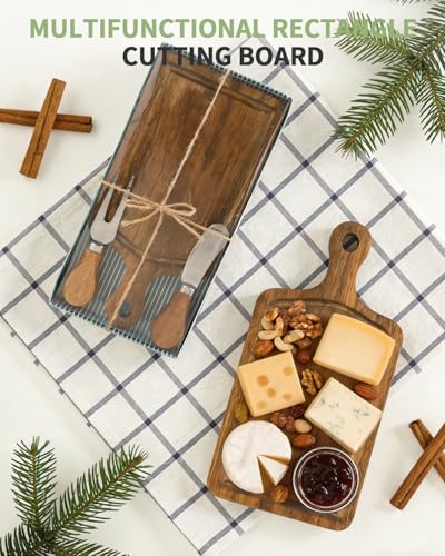 Set tabla de queso rectangular con cuchillo y tenedor miniatura 7