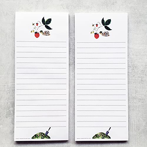 Bloc-notes pour réfrigérateur aimanté lot de 2 carnet de listes mémo motif fraises