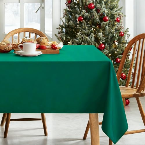DWCN Rectangle Tablecloth - 54 x 80 Inch - Waterproof Stain and Wrinkle Resistant Washable Table Cloth, Decorative Fabric Table Cover for Kitchen Dining Room Party and Outdoor Use, Emerald Green