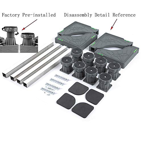 Ismart moon Universal Mobile Base Dolly Roller with 8 Legs Multi-Functional Adjustable Base for Adjustable Dryer, Washing Machine and Refrigerator Free Installation (8 Strong Feet)
