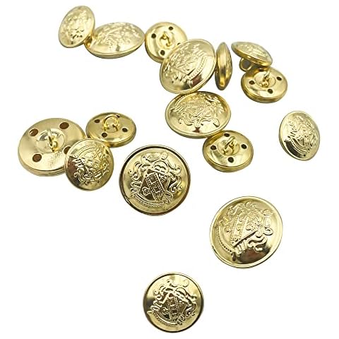 Pet-mall 16 Pieces Matte Gold Metal Blazer Button Set 15mm 20mm for Blazers, Suits, Sport Coats, Uniform, Jackets (Gold) ET454 Cover