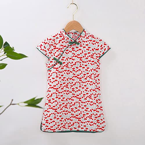 Toddler Girls' Short Sleeved Plaid Cheongsam Dress Chinese Retro Ethnic 𝗦tyle Tang Suit Traditional Vintage Dress2