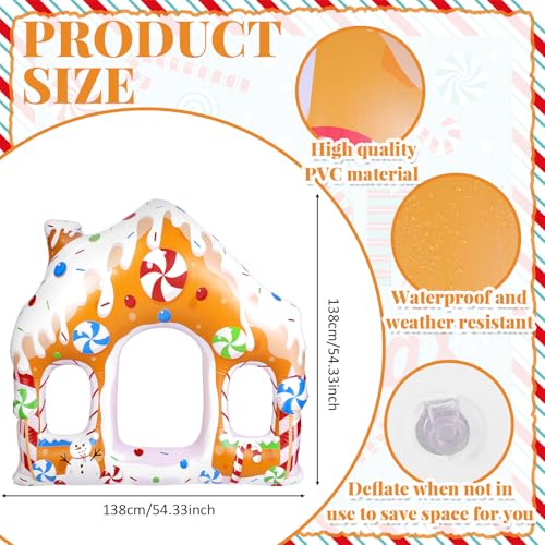 Image of Colingmill 55 Inch Christmas Gingerbread House Photo Frame Inflatable Balloon Decorations Photo Backdrop Booth Selfie Frame Background for Xmas Gift Party Supplies