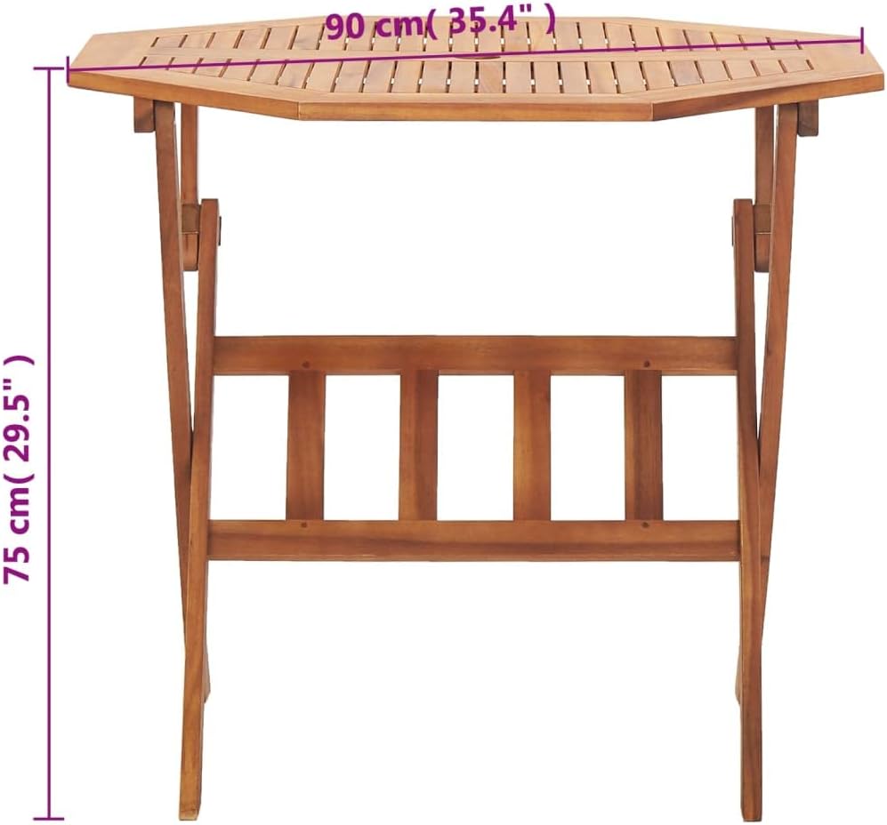 vidaXL Folding Dining Set 5 Piece, Patio Furniture Set, Outdoor Dining Set for Garden Balcony Terrace Backyard, Round Dining Table, Solid Acacia Wood