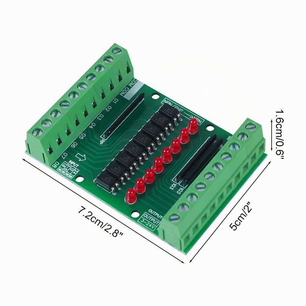 Optokoppler Isolationsmodul, DC 12V-24V 8-Kanal Optokoppler Isolation Platine, 8-Kanal NPN Niedrig Hochpegel Ausgangssignalwandler