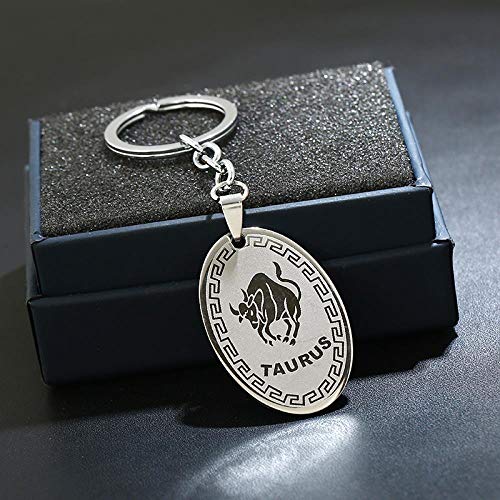 Preisvergleich Produktbild Schlüsselring, Metallanhänger, jährlich Bester Stil, einfaches, 12 Konstellationen Edelstahl Schlüsselring, Taurus