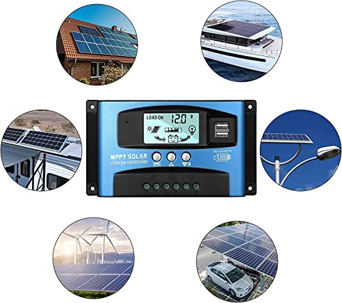 30A MPPT Solar Charge Controller 12V/24V Auto Focus Tracking Solar Panel Regulator with LCD Display Dual USB Port Charge Controller Multiple Load Control Modes by Atcdmlu - Used condition - Image 5