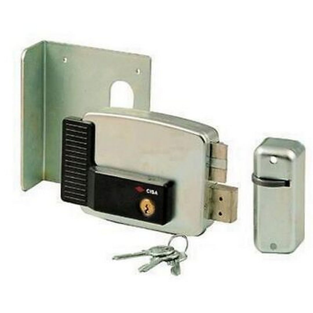 CISA 111761601, Serratura Elettrica da Applicare, Entrata 60 mm, Catenaccio a Mandate Manuali, Tettuccio Protettivo, Sottobocchetta, Mano Destra
