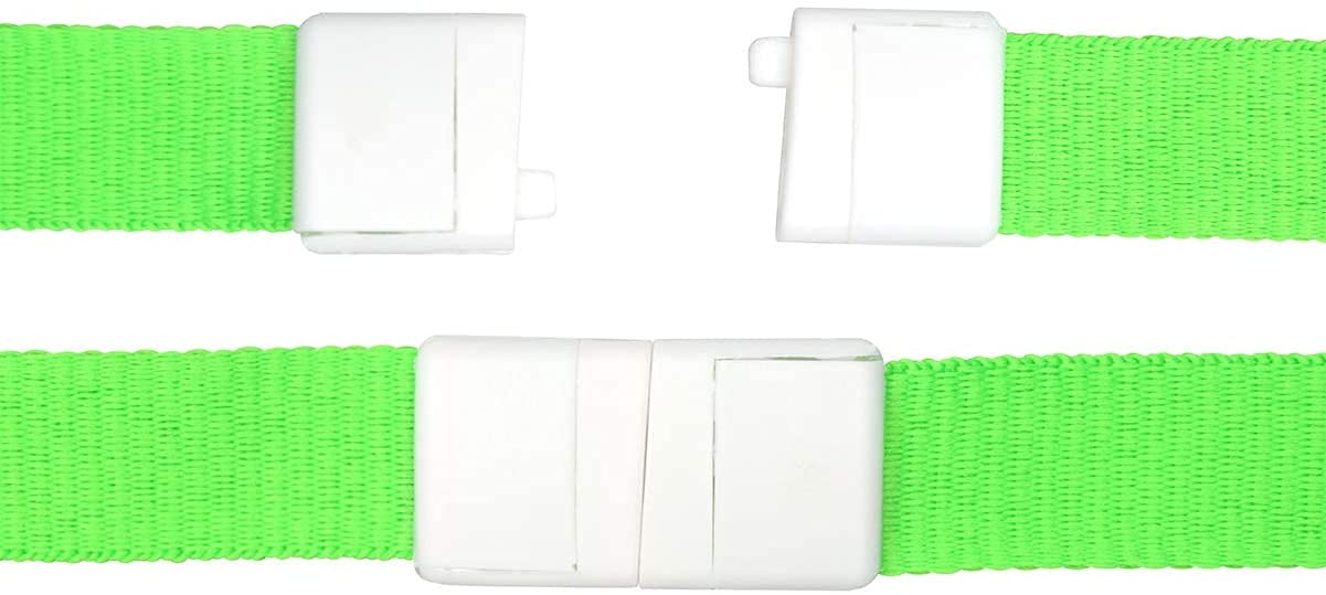Specialist ID - Paquete de 25 cordones anchos brillantes para insignias de nombre con cierre de seguridad para el cuello y soporte para tarjetas de identificación, clip en J, neón de alta visibilidad