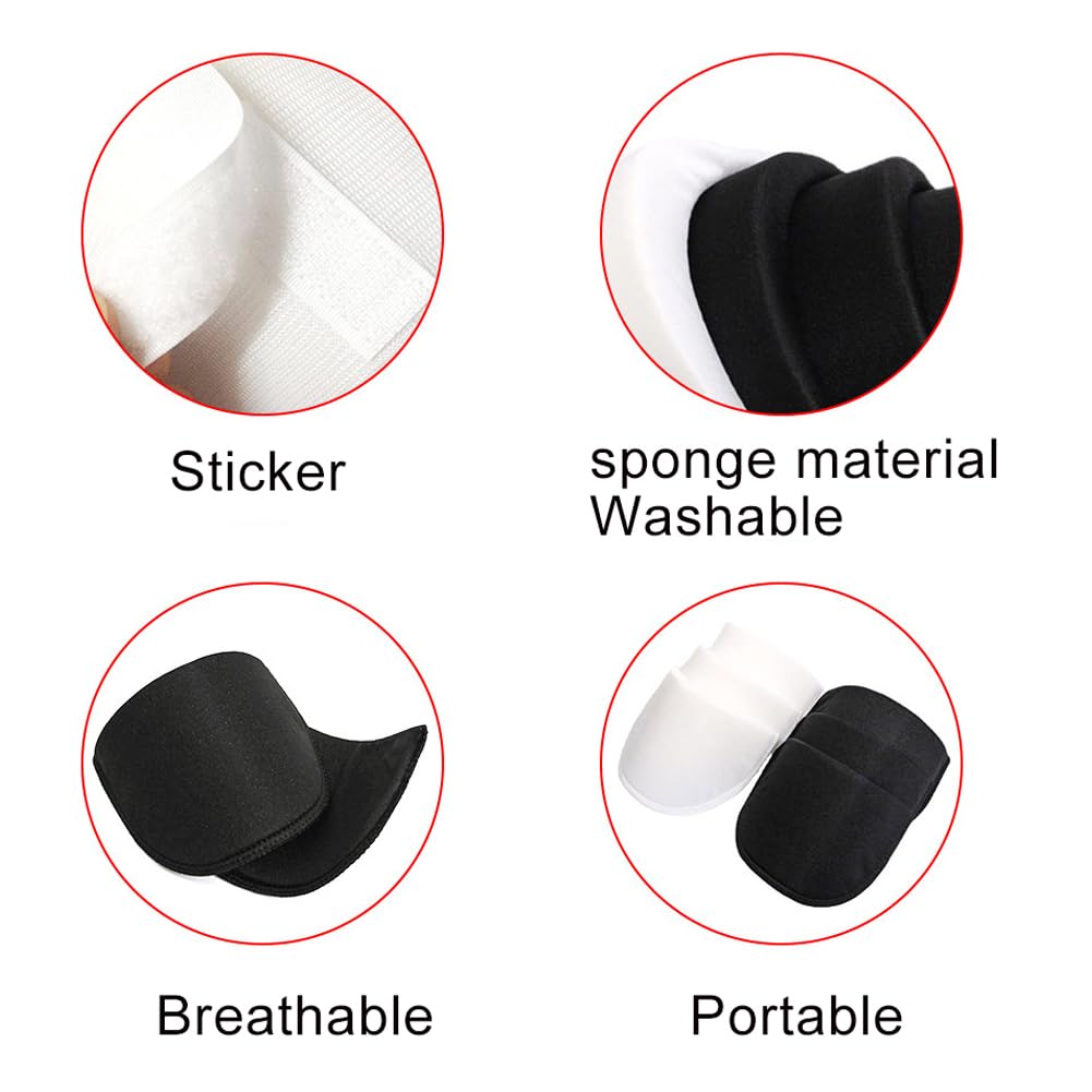 4 Paia Spalline Imbottite, Spugna per Imbottitura Spessa 1,5cm, Spalline per Vestiti, Spalline Imbottite in Spugna Rimovibili per Blazer Donna Uomo, Giacche (2 Paia Nero e 2 Paia Bianco
