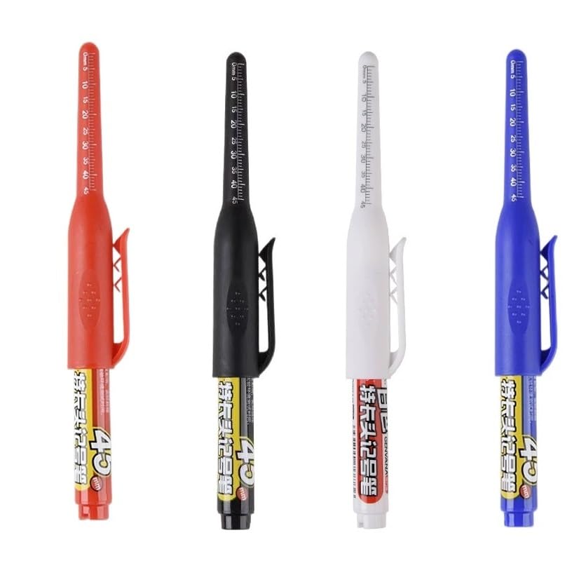 Long Head Deep Hole Marker, 20mm/30mm/45mm head deep hole marker 2025 Upgrade, Permanent, Quick-dry, Waterproof Long Nib, Colorful Carpenter Deep