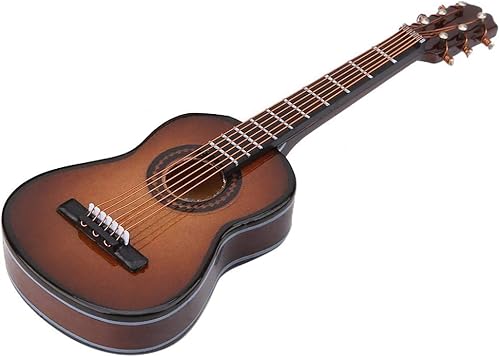 Miniatura 3 de Mini modelo de guitarra de madera con soporte y caja delicada instrumento musical decoración en miniatura para el hogar adorno de café